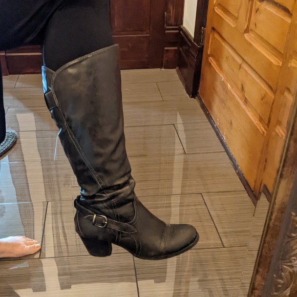 Wide calf boots in ashy grey brown - Picture 1 of 4